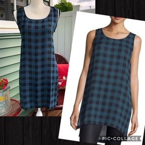 Eileen Fisher Buffalo Check Silk Tunic Top Sz M